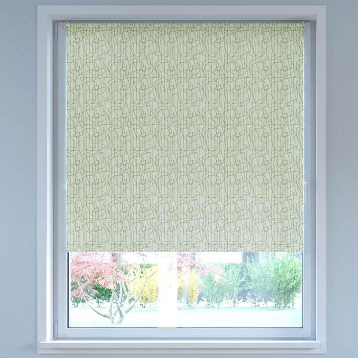 Blackout Digital Print No Drill Roller Blind, Zigzag White