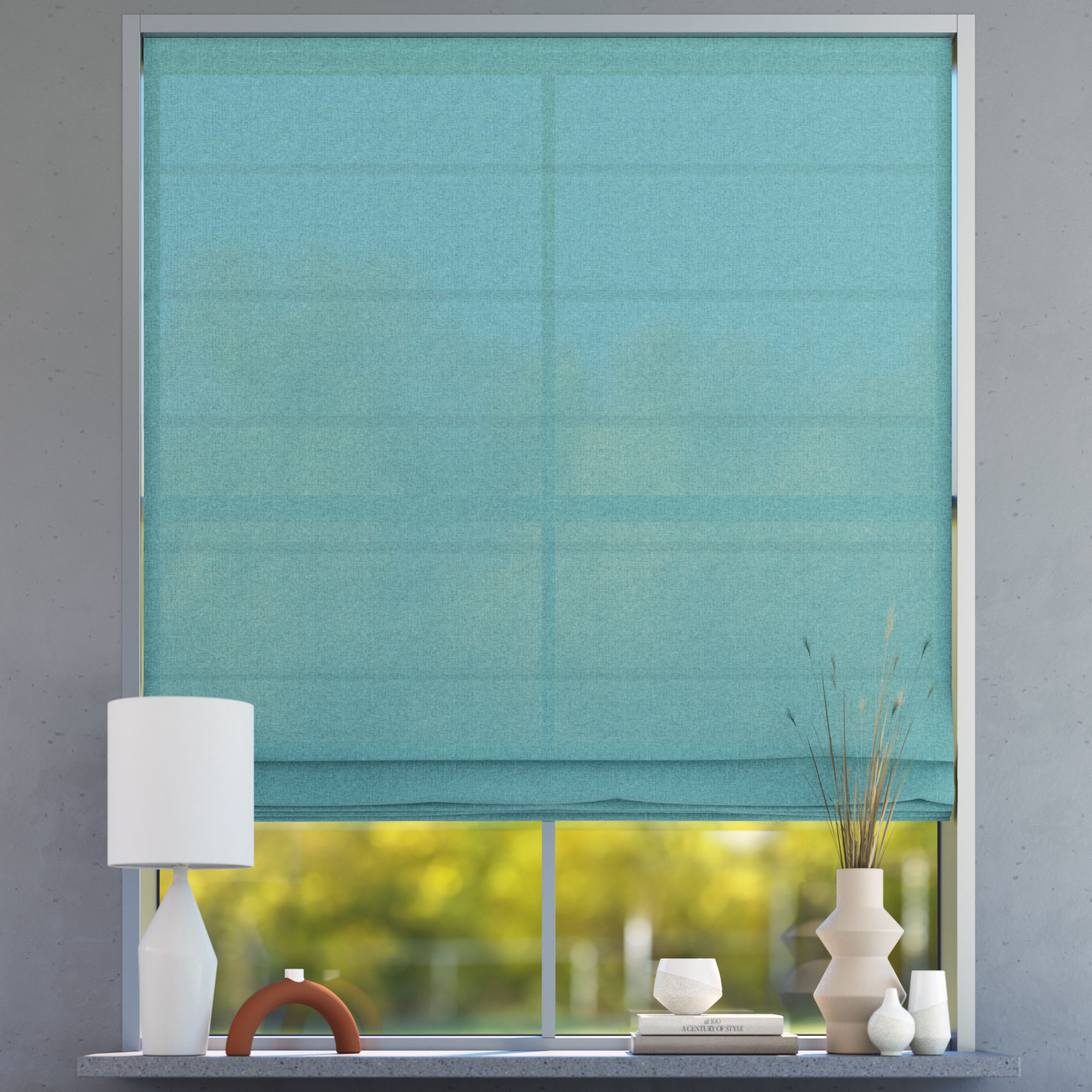 Darkening Premium Roman Blind, Turquoise