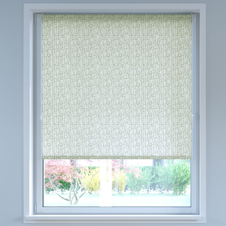 Darkening Digital Print No Drill Roller Blind, Zigzag White