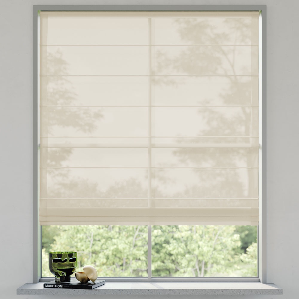 Transparent Easy Roman Blind, Vanilla Cream