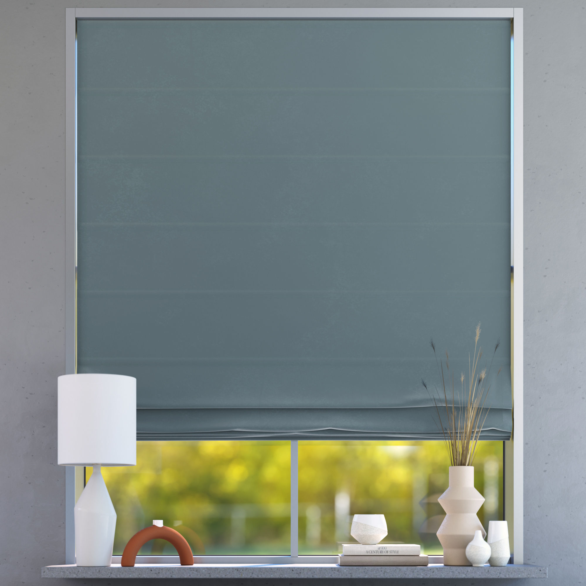 Darkening Premium Roman Blind, Sea Foam