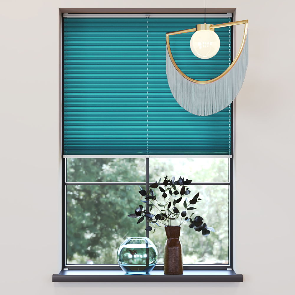 Darkening Pleated Blind, Carla Turquoise