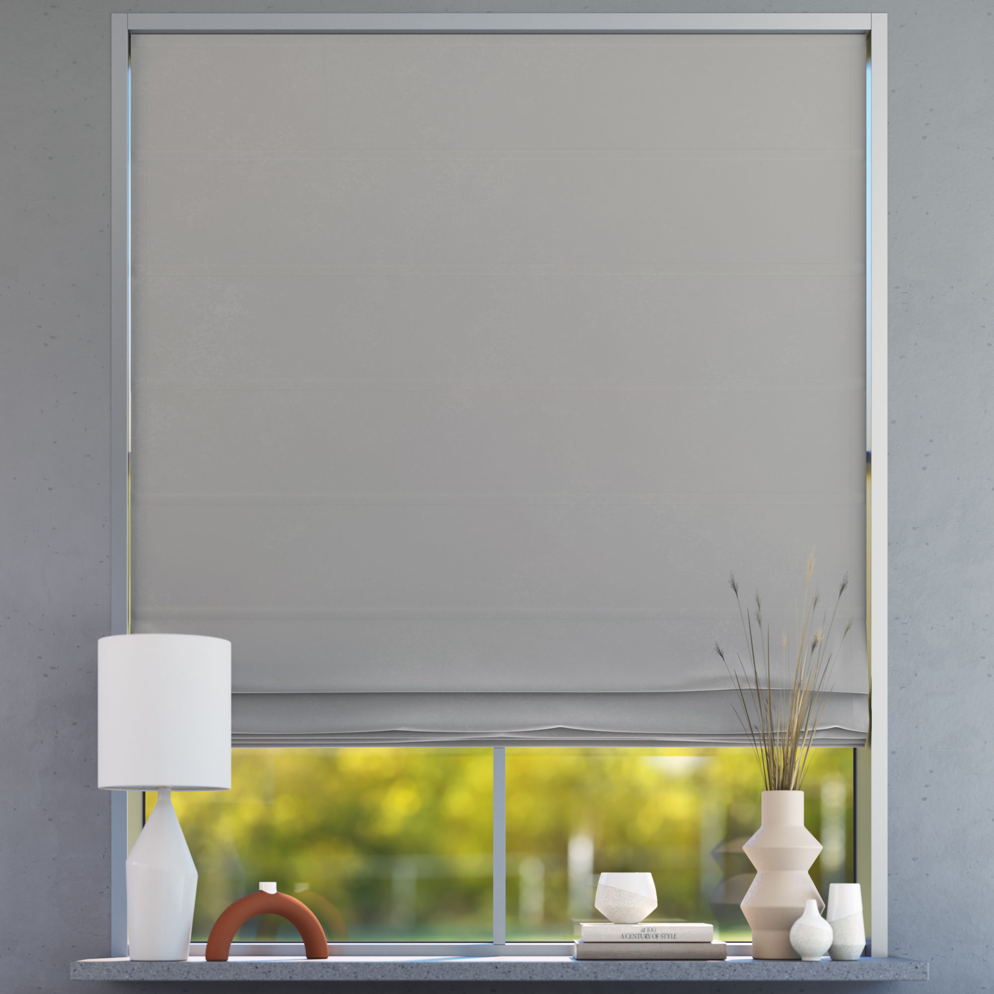 Darkening Premium Roman Blind, Grey Pearl