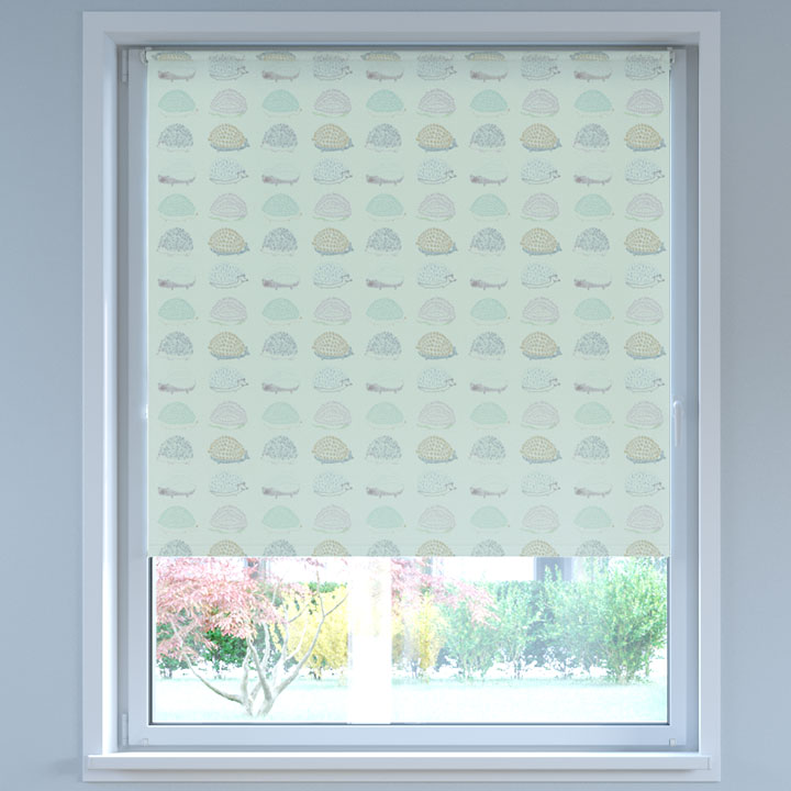 Blackout Digital Print No Drill Roller Blind, Pastel Hedgehog