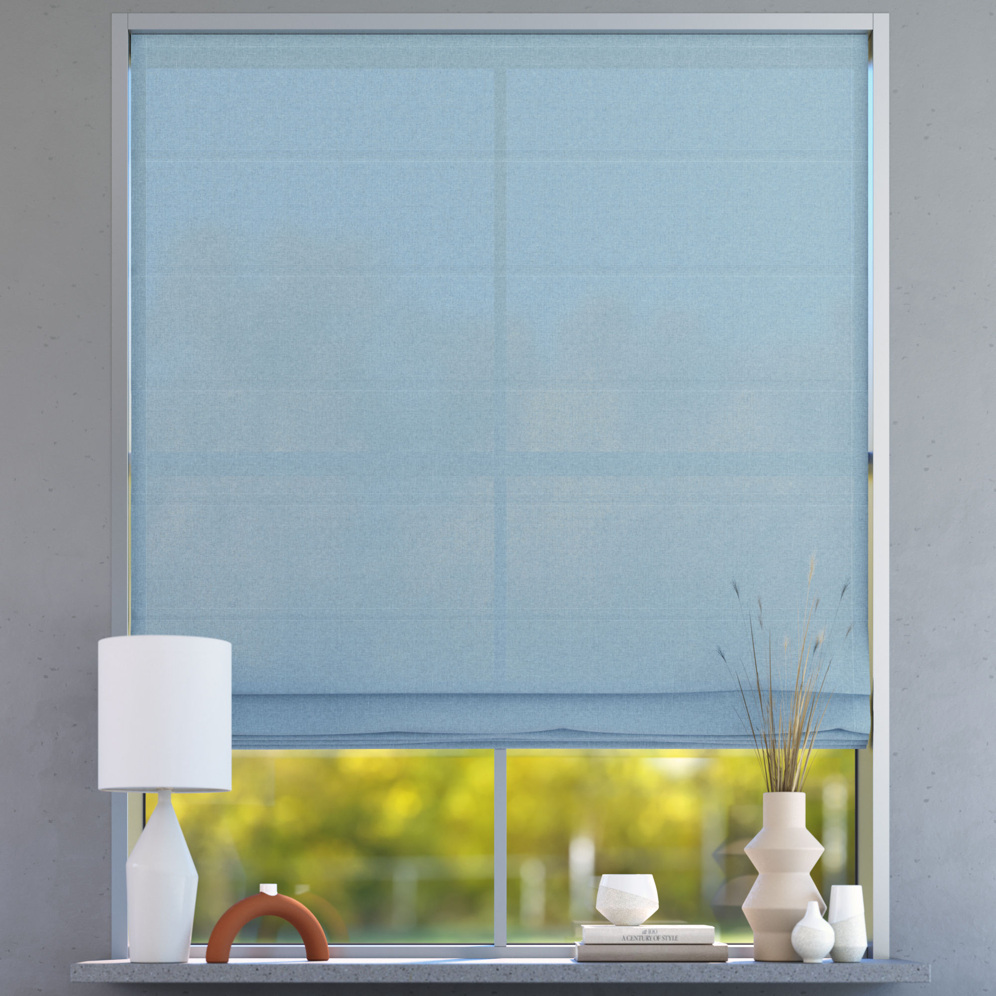 Darkening Premium Roman Blind, Ice Blue