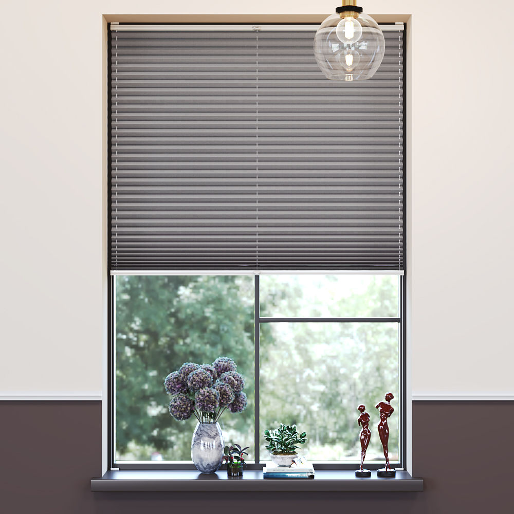 Blackout Premium Pleated Blind, Lily Ash Grey