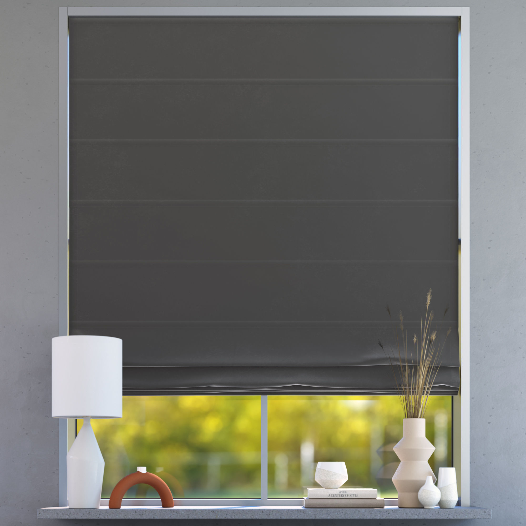 Darkening Premium Roman Blind, Granite