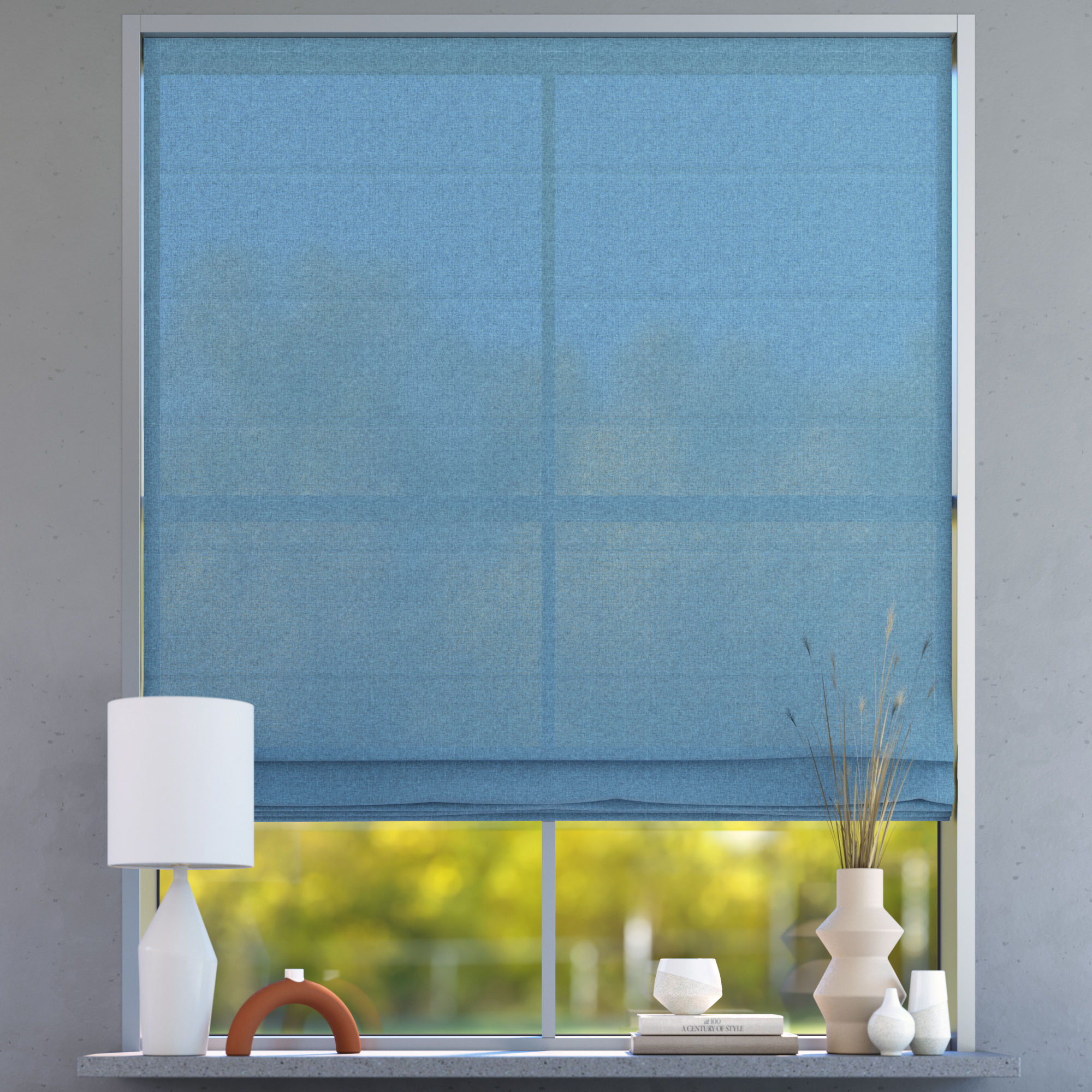 Darkening Premium Roman Blind, Blue Jeans