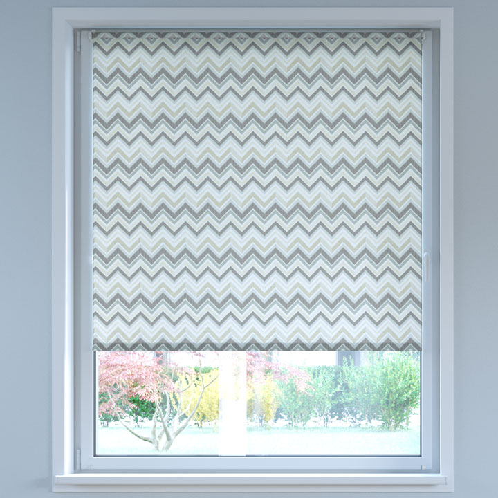 Darkening Digital Print No Drill Roller Blind, Ethno Grey