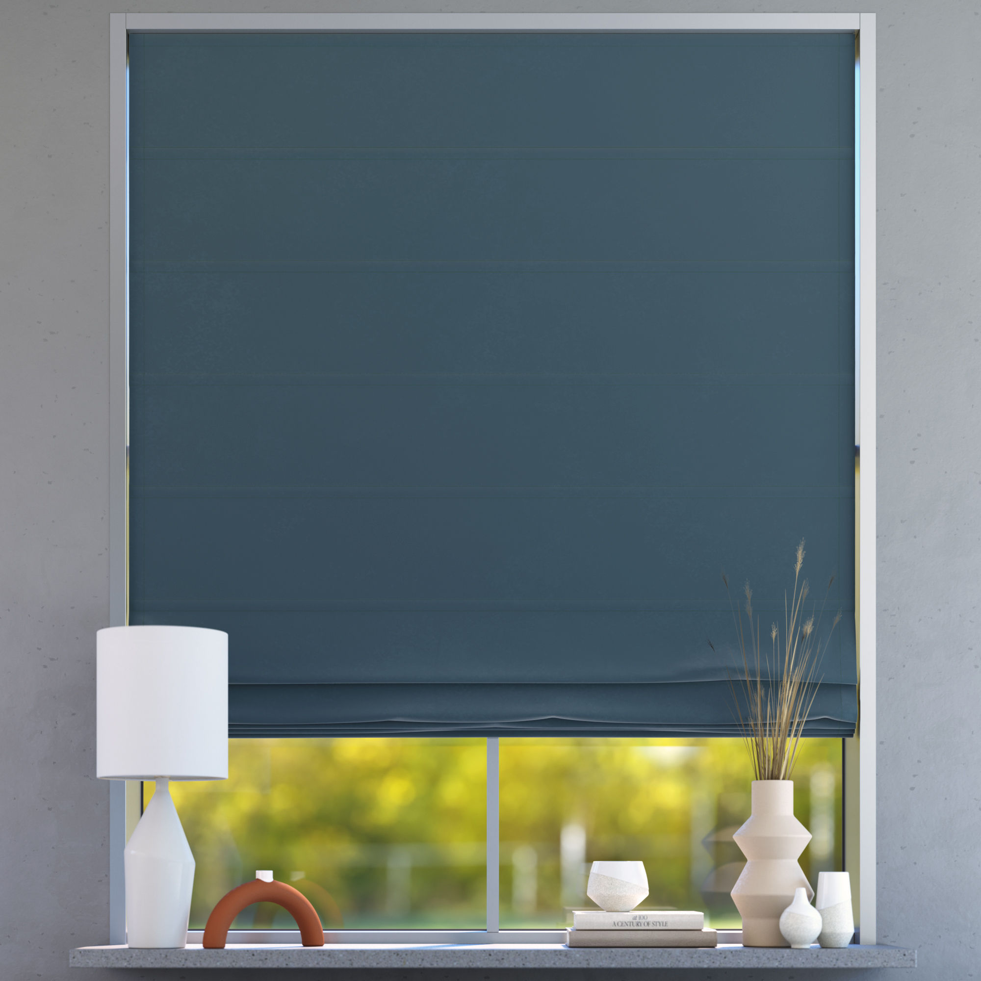 Darkening Premium Roman Blind, Steel sky