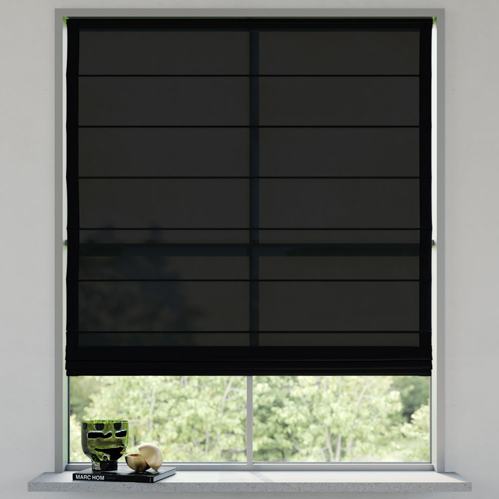 Darkening Easy Roman Blind, Black Pearl