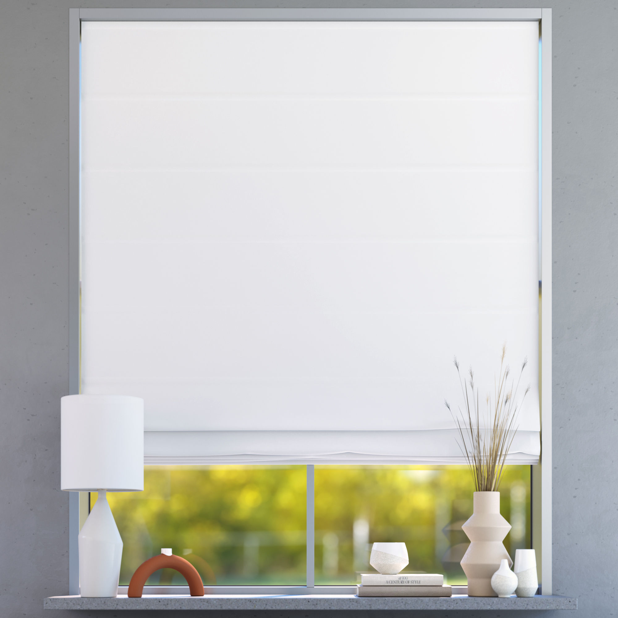 Darkening Premium Roman Blind, White Plaster