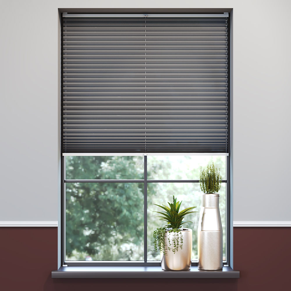 Darkening Premium Pleated Blind, Amalia Dark Grey