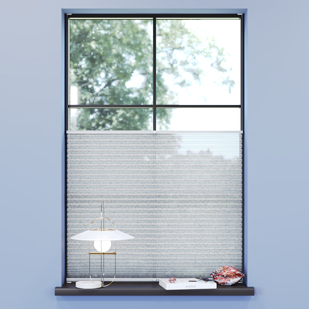 Transparent Premium Pleated Blind, Juliete White and Grey