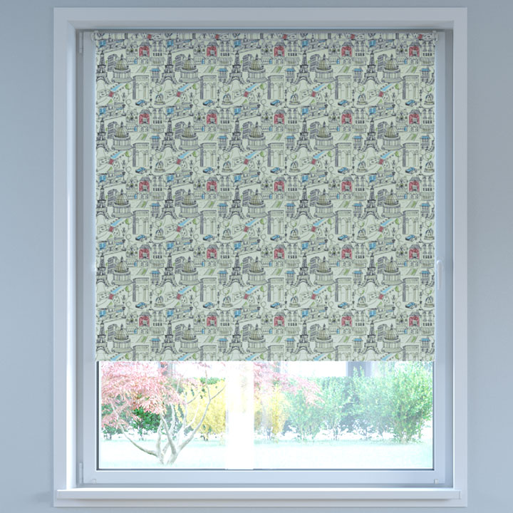 Blackout Digital Print No Drill Roller Blind, Paris